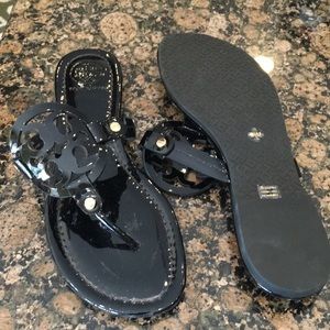 Tory Burch black patent miller sandals NOWT